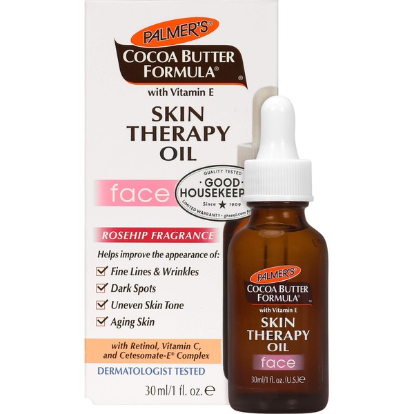 Palmer's Cocoa Butter Formula Moisturizing Skin Therapy Oil for Face with Vitamin E Rosehip Fragrance Rose, 1 Fl Oz
