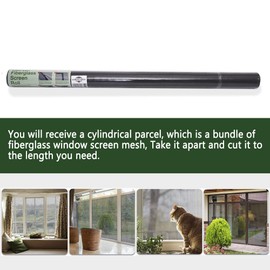 Loboo Idea Fiberglass Window Screen Mesh Replacement Roll of Screen (39 Inch x 32.8ft Roll of Screen, Black)