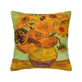 XBFCDN Sunflowers in Vase Van Gogh Throw Pillow Cover Case 18 X 18 for Couch Sofa Bed Home Decor