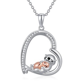 HARMONY BOLA Otter Gifts for Women 925 Sterling Silver Sea Otter Necklace Cute Otter Pendant for Mum Jewellery Gift, Sterling Silver