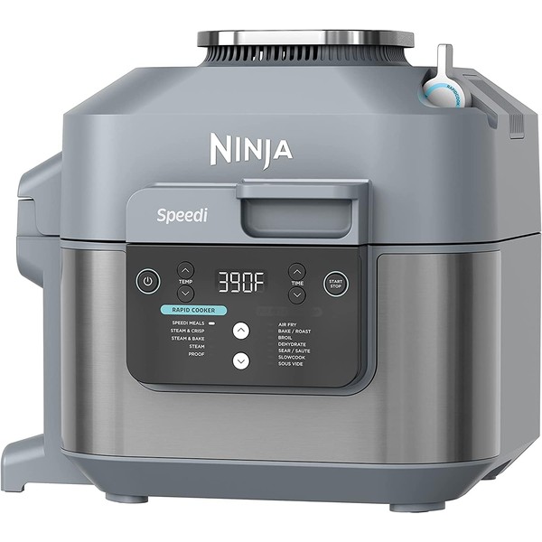Ninja SF301 Speedi Rapid Cooker & Air Fryer, 6-Quart Capacity, 12-in-1 Functions to Steam, Bake, Roast, Sear, Sauté, Slow Cook, Sous Vide & More, 15-Minute Speedi Meals All In One Pot, Sea Salt Gray (Renewed)