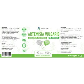 Alzuro Labs Artemisia Vulgaris | 5,000mg Equivalent (500mg 10:1 Extract) | 180 Vegan Capsules | 2% Flavonoids Standardized | Digestive, Immune & Detox Support | 3rd Party Lab Tested | GMP Certified