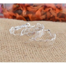 Unbranded Cute New Silver Plated 1.5" Heart Design Round Hoop Earrings w/Omega Backs