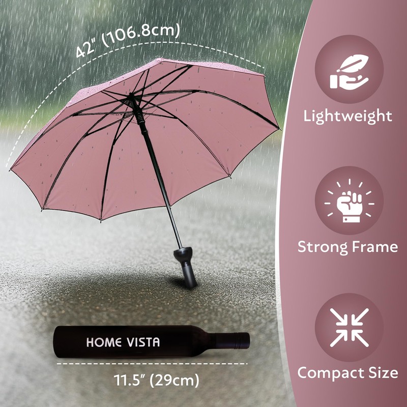 Home Vista Black Umbrella, Slim Bottle Packing Windproof Travel Umbrella