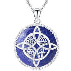 Witches Knot Necklace for Women, Sterling Silver, Malachite