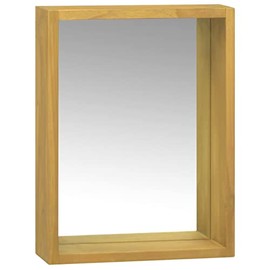 Keketa Mirror Storage Cabinet for Bathroom Living Room Kitchen Cabinet 11.8"x3.9"x15.7" Solid Wood Teak