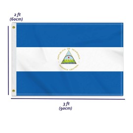 2×3 FT Nicaragua Flag, Medium 60×90 150D Nicaraguan Outdoor Banner,Double Side Printing American Decor For Patio Garden With Brass Gromment
