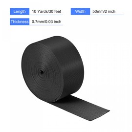 sourcing map Flat Nylon Webbing Strap 2 Inch 10 Yards Black for Backpack, Luggage-Rack