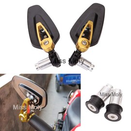 Motorcycle Bar End Side Mirrors 7/8" 22mm Aluminum Alloy Handlebar Rearview Mirrors for Scooter Cruiser Sport Bike(Gold)