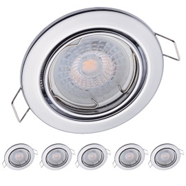 6 x Octaplex Recessed Spotlights Dimmable Dijon Swivelling - LED Module Nice 5 W 3000 K 230 V 380 lm Warm White 110° - Spotlights Chrome Hole Size 68 mm