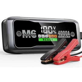 MOSTOOL M6 4000A Jump Starter with Smart HD Display, 12V Portable Jump Box & Car Battery Booster Pack with Quick Charge DC/Type C Port, Jumper Clamps LED Light - for All Gas & Up to 10.0L Diesel