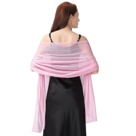 Ladiery Women's Scarves and Shawls for Evening Dresses, Lightweight Soft Chiffon with Glittering Rhinestones, Formal Scarf Scarves, Pale pink