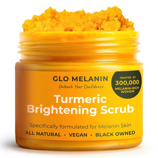 Glo Melanin Turmeric Brightening Scrub for Hyperpigmentation and Exfoliation, w/