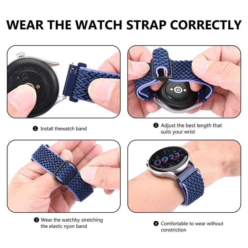 BISONSTRAP Stretchy Nylon Watch Band, Adjustable Buckle Loop Bands, Quick