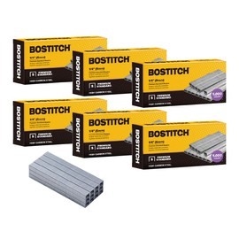 Bostitch Office 30,000 Standard Staples, 1/4" Length, Full Strip Staples, 210/Strip, 5000 Per Box, 6-Pack