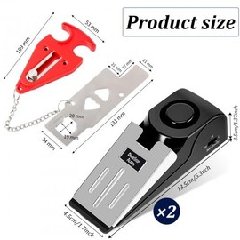 Door Stop Alarm, Non-Slip Rubber Door Stop, Safety Wedge Door Stopper, Alarm Wedge for Door with 120 dB, Portable Door Lock Door Safety Stopper Lock Set
