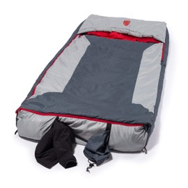 OmniCore Designs Multi Down Hooded Rectangular Sleeping Bag (-10F Blue / 10F Red / 30F Yellow) with 4pt. Compression Stuff Sack