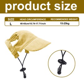 1 Pcs Dog Sun Hat, Hats For Dogs, Adjustable Summer Pet Sun Hat With Ear Holes, Summer Outdoor Accessory, Suitable For Medium And Large Dogs Outdoors（L）