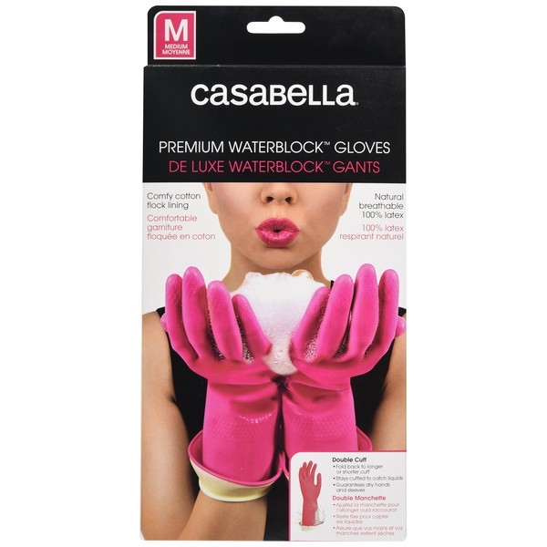 Casabella Casabella Premium Water Block Gloves, Medium, Pink