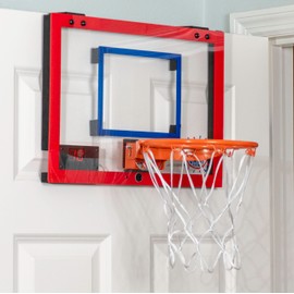 Pop-A-Shot Super Slam Over The Door Mini Basketball Hoop for Adults | 2 Included Basketballs and Pump | Built for Dunks | Breakaway Rim | Shatter Resistant Backboard | 17x12.5 Inches