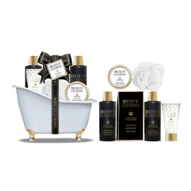 Gift Set for Women | Vanilla & Lime Blossom Bath Products | Original Gift Idea for Women | Ideal for Mothers Birthday | Beauty, Care and Wellness Basket | Body Luxurious Black by Gloss!