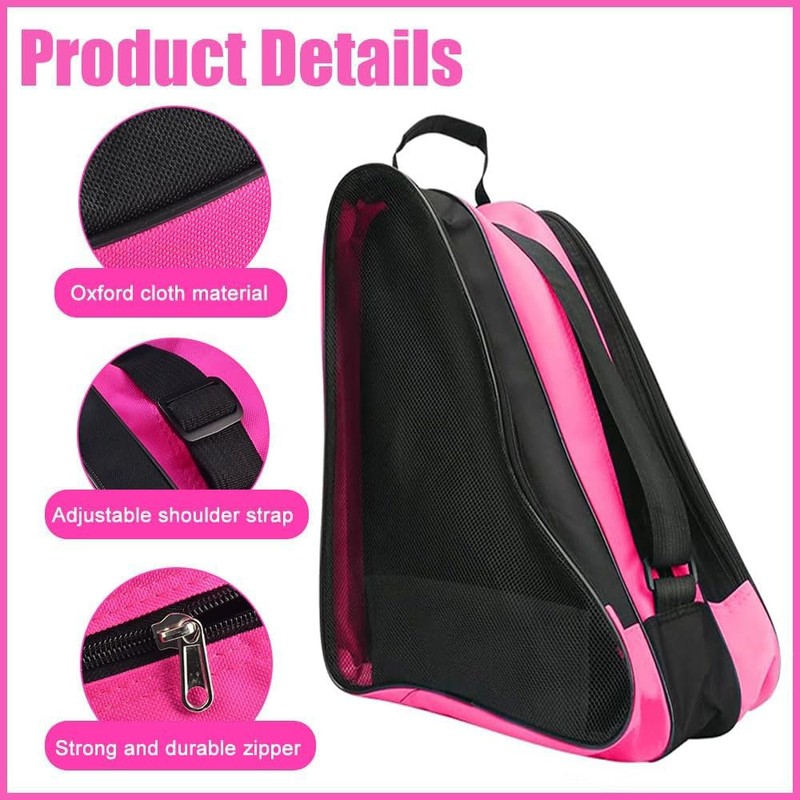FIBOUND Roller Skate Bag, Oxford Fabric, Pink, 15.35 x 7.87