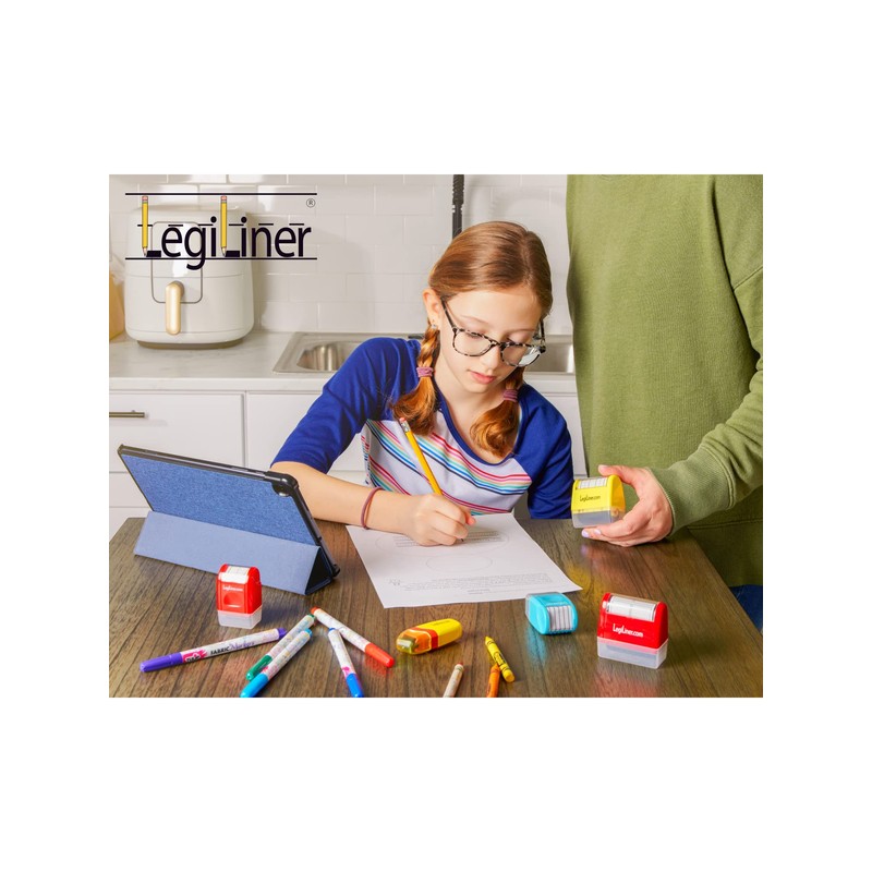 LEGILINER GREEN Dotted Thirds Handwriting Lines, Rolling, self-Inking Stamp. Handwriting