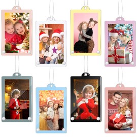 Weysat 8 Pcs Christmas Acrylic Photo Ornaments Hanging Picture Frame Ornaments Wallet Size Picture Frames for Christmas Tree Decoration Tear The Scratch Film Before Use(Pastel,3.4 x 2.4 Inch)