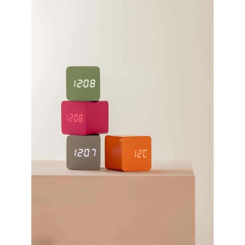 Karlsson Spry Square Alarm Clock, Pink, 6.6 x 6.8 x