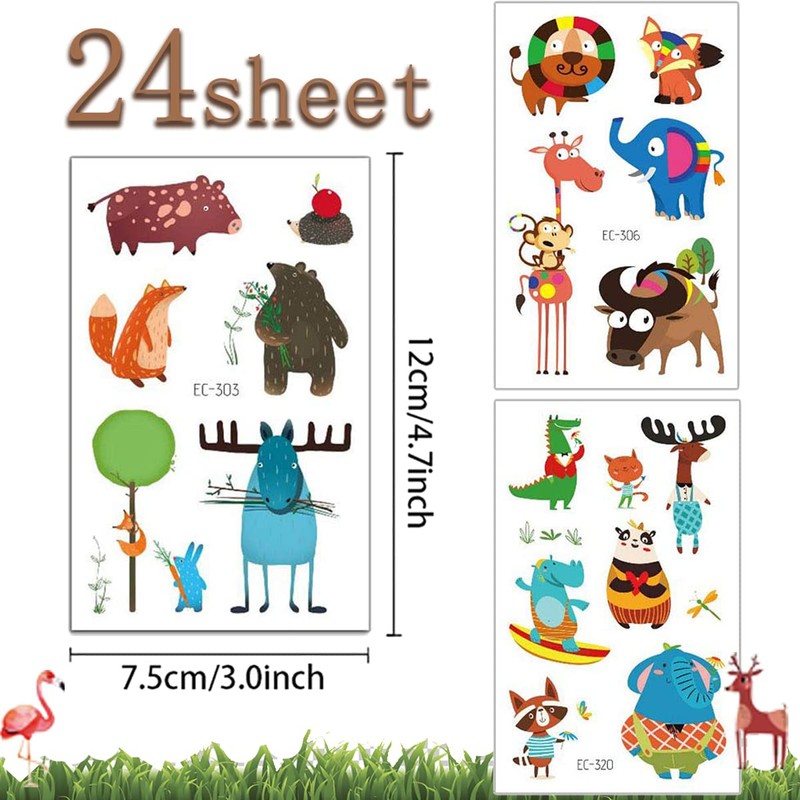 Children's Animal Tattoo Set, 255 Pieces, Colourful Temporary Tattoos