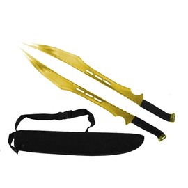 Tactical Master 27 Inch Twin Machete Set Full Tang Outdoor Utility Blades for Collection Gifting and Recreational Use - Gold