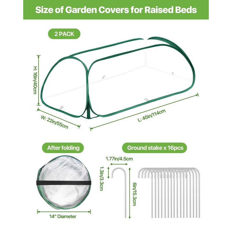 JivaJot Garden Covers for Raised Beds, Breathable Plant Protection Cage