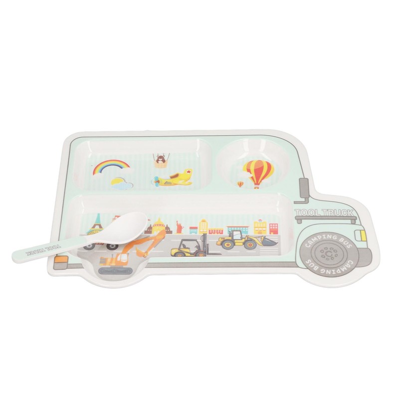 Cartoon Bamboo Toddler Plate Lovely Divided Bamboo Kids Dinnerware Set