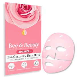 Bee & Beauty Bio Collagen Overnight Mask Pack Of 3 Korean Face Mask For Glass Skin Pink Sheet Mask For Deep Hydration, Rejuvenation With Bulgarian Rose