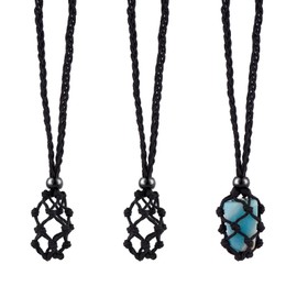 WEWAYSMILE 2-Piece Crystal Necklace Holder, Empty Stone Holder, for Pendant Necklace Jewelry Making, 30 inches (Black)