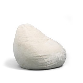 Big Large Teardrop Foam Filled Bean Bag Chair with Removable Cover, Ivory Short Shag, 4 feet Big