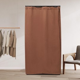 WsrrLun Portable Freestanding Fitting Room, Detachable Linen Curtain, 100 * 100 * 200cm, 3-4 Person Capacity, for Clothing Store Fitting Room & Outdoor Locker Room (Coffee)