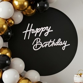 TONIFUL Happy Birthday Sign - Glitter White Felt Banner - Includes Dot Glue - Perfect for Birthday Party Backdrop,Wall Decr