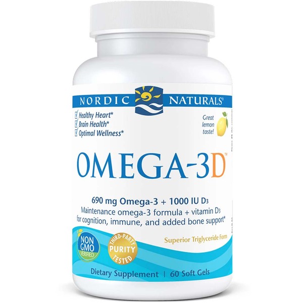 Nordic Naturals Omega 3D, 60 Softgels, Lemon