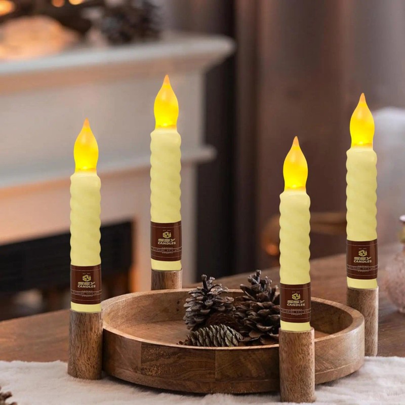 6.5 Inch Yellow LED Flickering Flameless Pillar Taper Candles Remote
