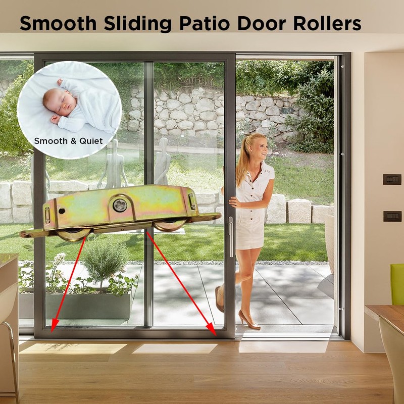 2pcs Heavy Duty Sliding Patio Door Rollers Replacements Hardware Kits,