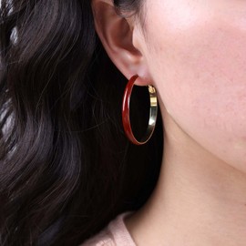 TseenYi Boho Large Circle Hoop Earrings Black Enamel Round Hoop Earrings Vintage Large Enamel Huggie Hoop Earrings Gold Round Dangle Hoop Earrings Jewellery for Women and Girls, Crystal