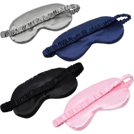 4 - Pack Silky Sleep Masks, Soft Satin Blindfolds with Elastic Strap for Men and Women