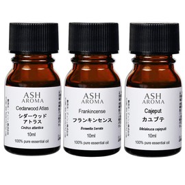 ASH Essential Oil, 3 fl oz (10 ml) x 3 Piece Set (Meditation) Frankincense Cedarwood Atlas Cayupte, AEAJ Labeling Standards Compliant Certified Essential Oil