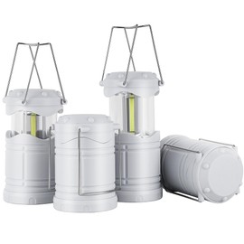Lichamp LED Camping Lantern, 4 Pack Battery Powered Flashlight for Power Outages, Portable Collapsible Hanging Light Essential for Home, Outdoor, Emergency Lamp Survival Kit Gear for Hurricane, B4LW