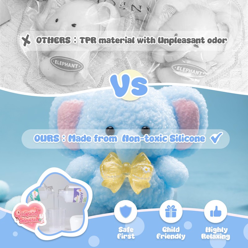 QCROAD SQUISHY Handmade Taba Blue Elephant Squishy - Original Silicone