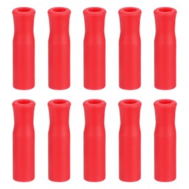 uxcell 10pcs Silicone Straw Tips, Metal Straw Covers, Soft Reusable Straws Tips Fit for 1/4 Inch(6mm) OD Stainless Steel Straws, Red