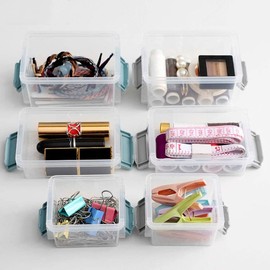 6 Pack Small Plastic Storage Box Really Useful Box Mini Storage Boxes Organiser Box With Lids (8.5 * 6.5 * 5CM/3.34 * 2.6 * 2inch)