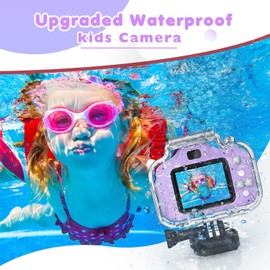 Kids Waterproof Digital Camera Gifts for 6 7 8 9 10 Year Old Action Kids Camera for Age 3-12 Christmas Birthday Gifts Underwater Video Recorder with 32GB SD Card (Sweet Purple)