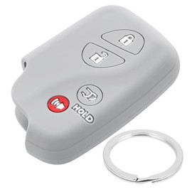 iSaddle for Lexus 4 Buttons Key Fob Silicone Case - Keyless Entry Remote Control Car Key Fob Protector for Lexus GX460 RX350 ES350 LX570 IS350 IS250 GS450h GS430 GS350 GS300 LS600h LS460 ISC (Gray)